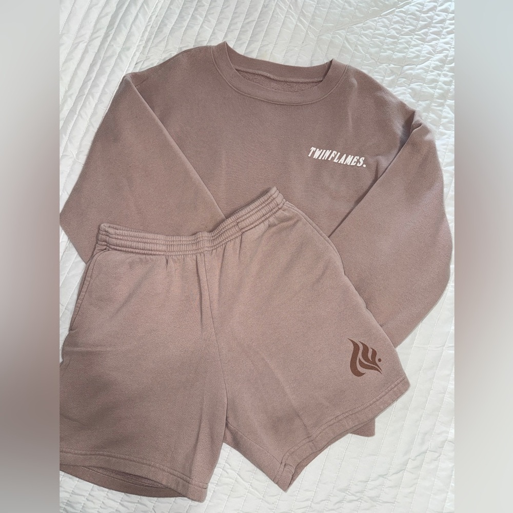 TwinFlames Crewneck and Sweat Shorts Set